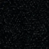 Black looped pile textile sample with dense, irregular texture and subtle tonal variations, displaying a rough, distressed finish.
